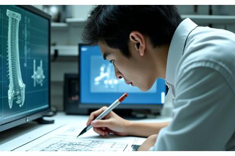 技術開発チームの田中浩二が設計図を広げて説明している様子