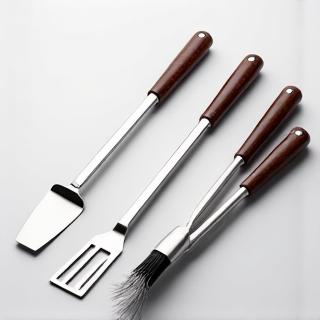 プロ仕様の炭火焼トング、ヘラ、ブラシのセット