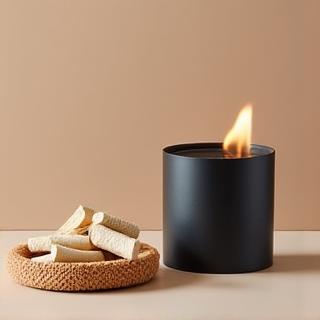 天然素材の着火剤とシックなデザインの火起こし器