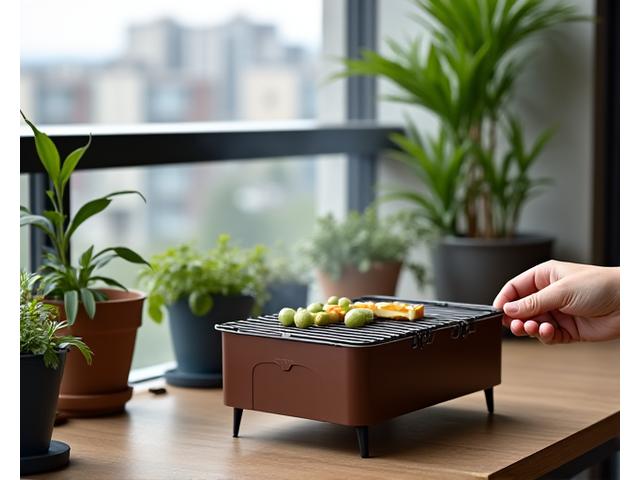 ベランダに最適なコンパクトな炭火焼きグリルセット