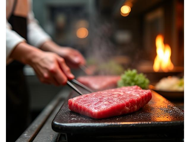 高級日本料理店での炭火焼料理